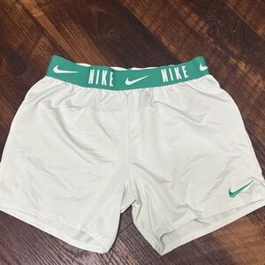 Nike Women's White and Green Athletic Shorts